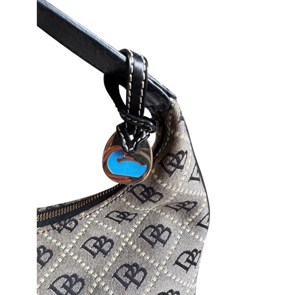 Dooney & Bourke Monogram Jacquard Hobo Shoulder Bag Black Trim Y2K - Picture 3 of 8